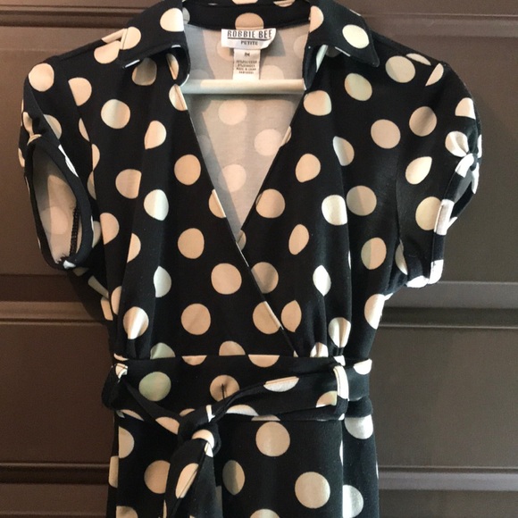 B/W Polka Dot Midi Dress, petite medium - Picture 2 of 3